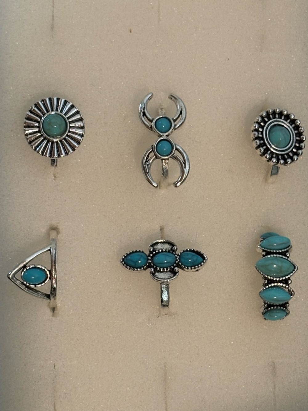 Closeout: ✨ Western Turquoise Inspired Ring Bundle – Boho  Rings Set of 6 ✨